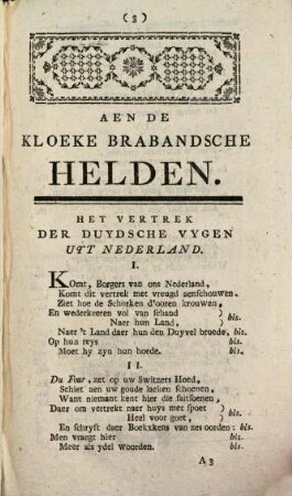 Verzaemelinge van lof - gezangen voor de vroome en noyt-volprese helden die brabandsche patriotten : het Nederland verlossende van het jok der dwingelandye onder Josephus II, [4]