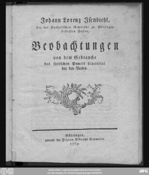 Beobachtungen von dem Gebrauche des syrischen Puncti diacritici bey den Verbis