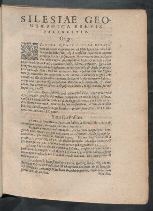 Silesiae Geographica Brevis Delineatio