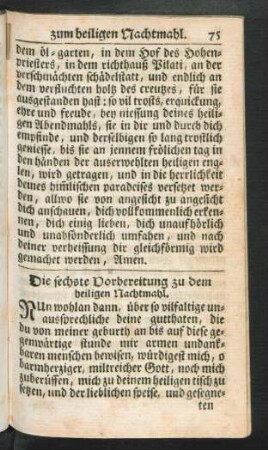 Die sechste Vorbereitung zu dem heiligen Nachtmahl