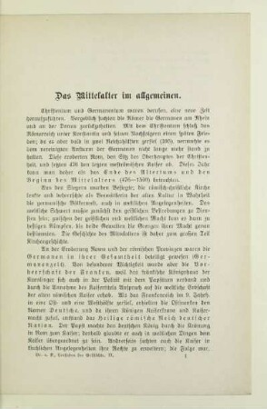 Das Mittelalter im allgemeinen