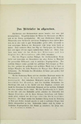 Das Mittelalter im allgemeinen