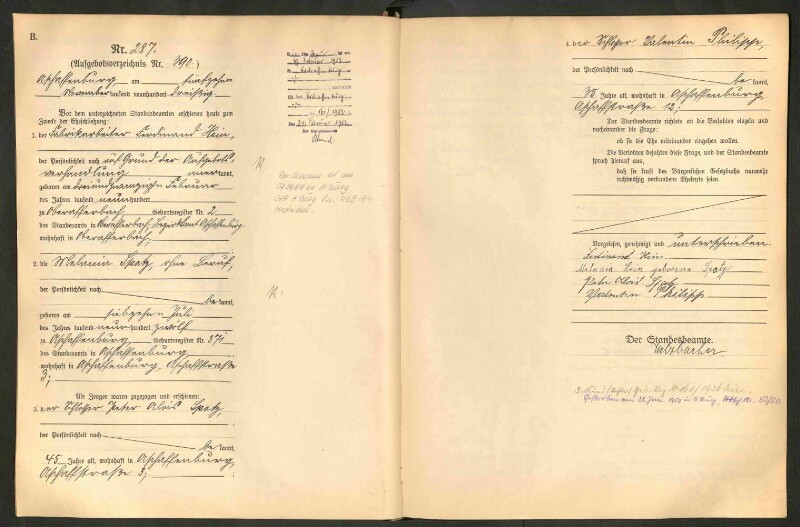 Standesamtsbuch der Stadt Aschaffenburg: Eheschließungen 252/1930 - 130/1931