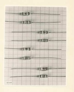 Halbleiter Dioden OA625, OA645, OA665, OA685, Foto 1958