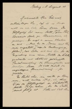 Brief von Alfred Wegener an Karl Schwarzschild, Marburg, 1915 - 1916