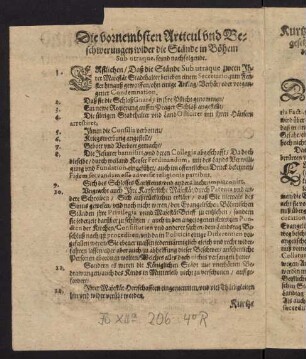 2-20, Die vornembsten Articul und Beschwerungen wider die Stände in Böhem