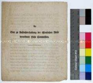 Flugschrift mit Dank der Bürgerschaft von Neustadt-Dresden an die Hohe Kommission betreffend die angestoßenen Reformen