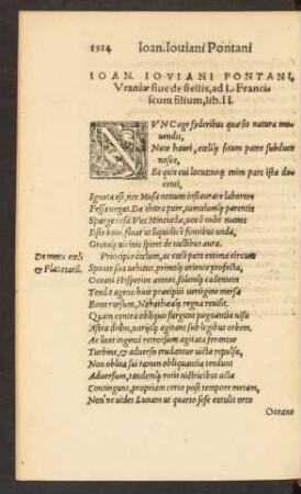 Ioan. Ioviani Pontani, Uraniae sive de stellis ... lib. II.