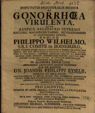 Disputatio Inauguralis Medica De Gonorrhoea Virulenta