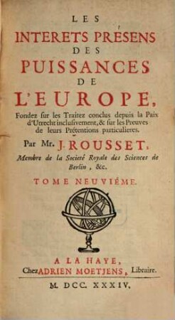 Les Interêts presents des Puissances de l'Europe, 9