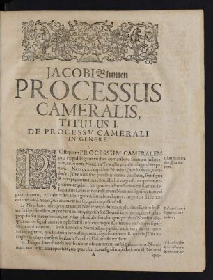 Jacobi Blumen Processus Cameralis