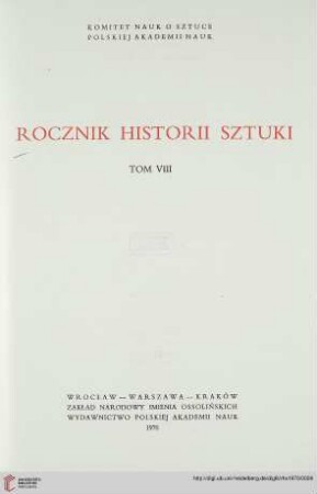 8: Rocznik Historii Sztuki