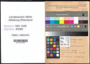 Entnazifizierung Heinrich Hahn , geb. 25.04.1889 (Kaufmaennischer Direktor)