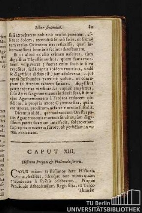 Caput XIII. Historia Prognes & Philomela sororis.