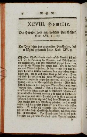 XCVIII. Homilie. Die Parabel vom ungerechten Haushalter. Luk. XVI. 1-18