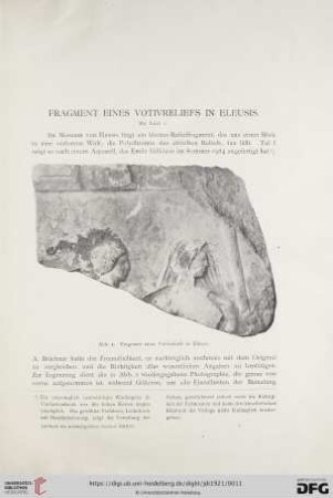 Fragment eines Votivreliefs in Eleusis