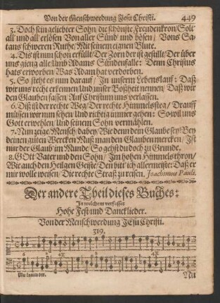 Der andere Theil dieses Buches: In welchem verfasset Hohe Fest- und Dancklieder.