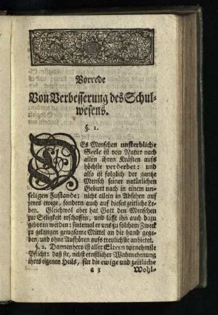 Vorrede: Von Verbesserung des Schulwesens