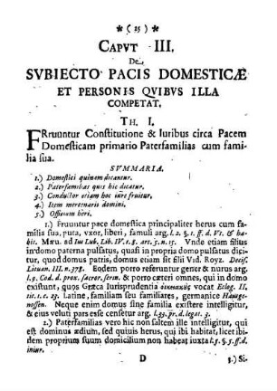 Capvt III. De Svbiecto Pacis Domesticæ Et Personis Qvibvs Illa Competat.