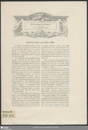 3.1888/89,5: Vereinsmitteilungen