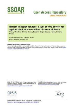 Racism in health services: a lack of care of violence against black women victims of sexual violence