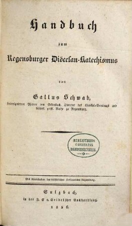 Handbuch zum Regensburger Diöcesan-Katechismus