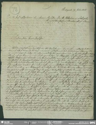 Eigenh. Brief von Karl Müller an August Wilhelm von Schlegel, Stuttgart, 29.07.1844