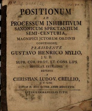 Positionum ad processum inhibitivum Saxonicum spectantium semi-centuria