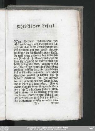 Christlicher Leser!