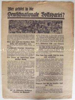 Illustriertes Flugblatt der Deutschnationalen Volkspartei zur Reichstagswahl am 6. November 1932