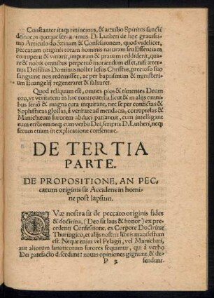 De Propositione, An Peccatum originis sit Accidens in homine post lapsum.