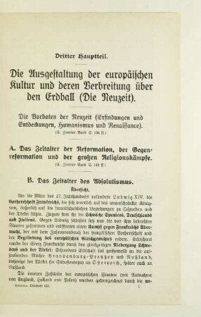 B. Das Zeitalter des Absolutismus