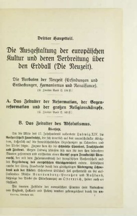 B. Das Zeitalter des Absolutismus