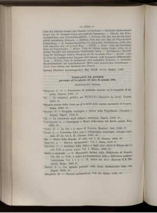 Pubblicazioni non periodiche pervenute all' Accademia nel mese di gennaio 1889.