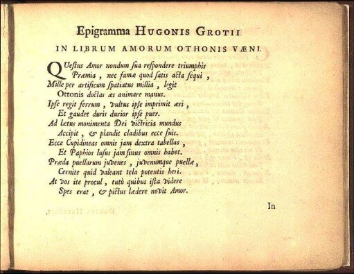 Epigramma Hugonis Grotii In Librum Amorum Othonis Vaeni