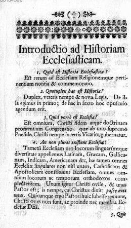 Introductio ad Historiam Ecclesiasticam [Einleitung zur Kirchenhistorie]