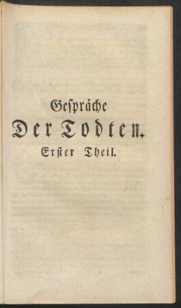 Gespräche Der Todten. Erster Theil