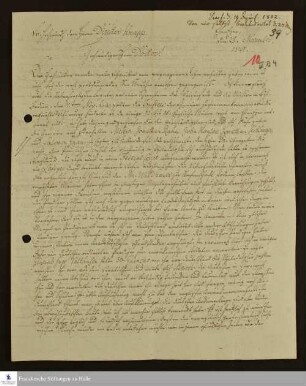 Brief von Johann Ernst Bergmann an Georg Christian Knapp - u.a. über seine Beziehungen zu anderen Religionsgemeinschaften sowie Grausamkeiten während des Amerikanischen Unabhängigkeitskrieges.