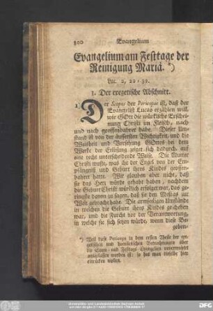 Evangelium am Festtage der Reinigung Mariä. Luc. 2, 22 - 32.