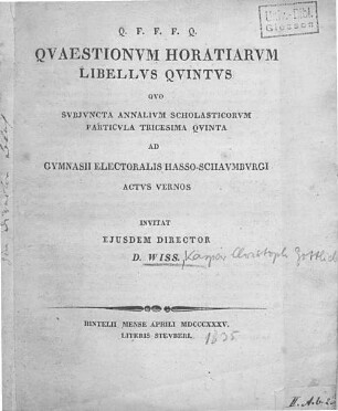 5: Quaestionum Horatiarum libellus ...
