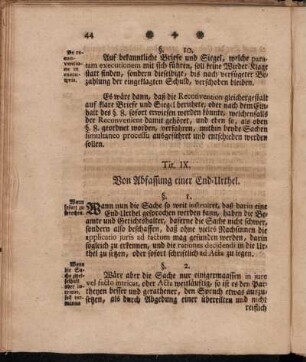 Tit. IX. Von Abfassung einer End-Urthel.