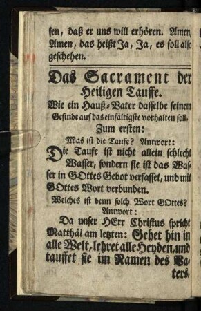 Das Sacrament der Heiligen Tauffe