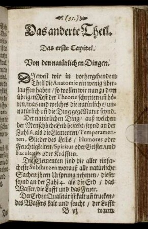 Das erste Capitel. Von den natürlichen Dingen