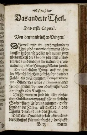 Das erste Capitel. Von den natürlichen Dingen