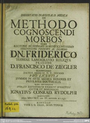 Dissertatio Inauguralis Medica De Methodo Cognoscendi Morbos