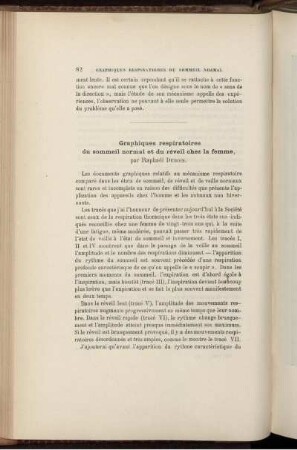 Graphiques respiratoires du sommeil normal et du reveil chez la femme