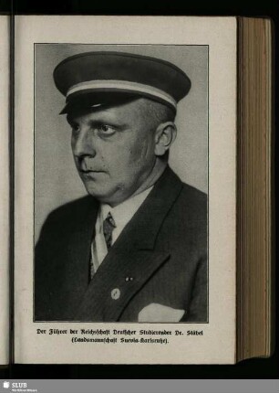 Der Führer der Reichsschaft Deutscher Studierender Dr. Stäbel (Landsmannschaft Suevia-Karlsruhe)