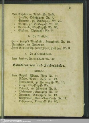 Conditoreien und Zuckerbäcker
