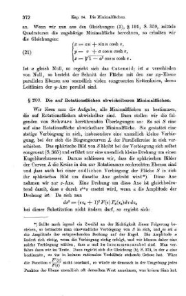 § 200. Die auf Rotationsflächen abwickelbaren Minimalflächen.