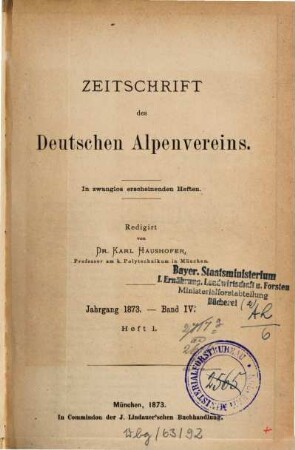 Zeitschrift des Deutschen Alpenvereins, 4. 1873